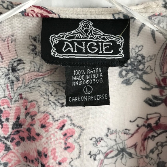 Angie Floral Print Longline Kimono L Lightweight Flowy Open Front Boho Hippie - Picture 7 of 7